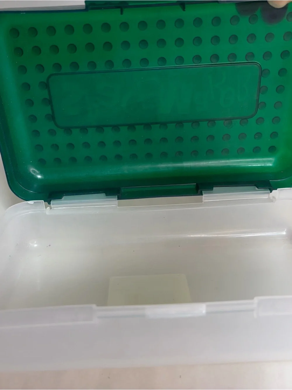 Spacemaker Pencil Box Green 90's Plastic Storage Case School Crafts